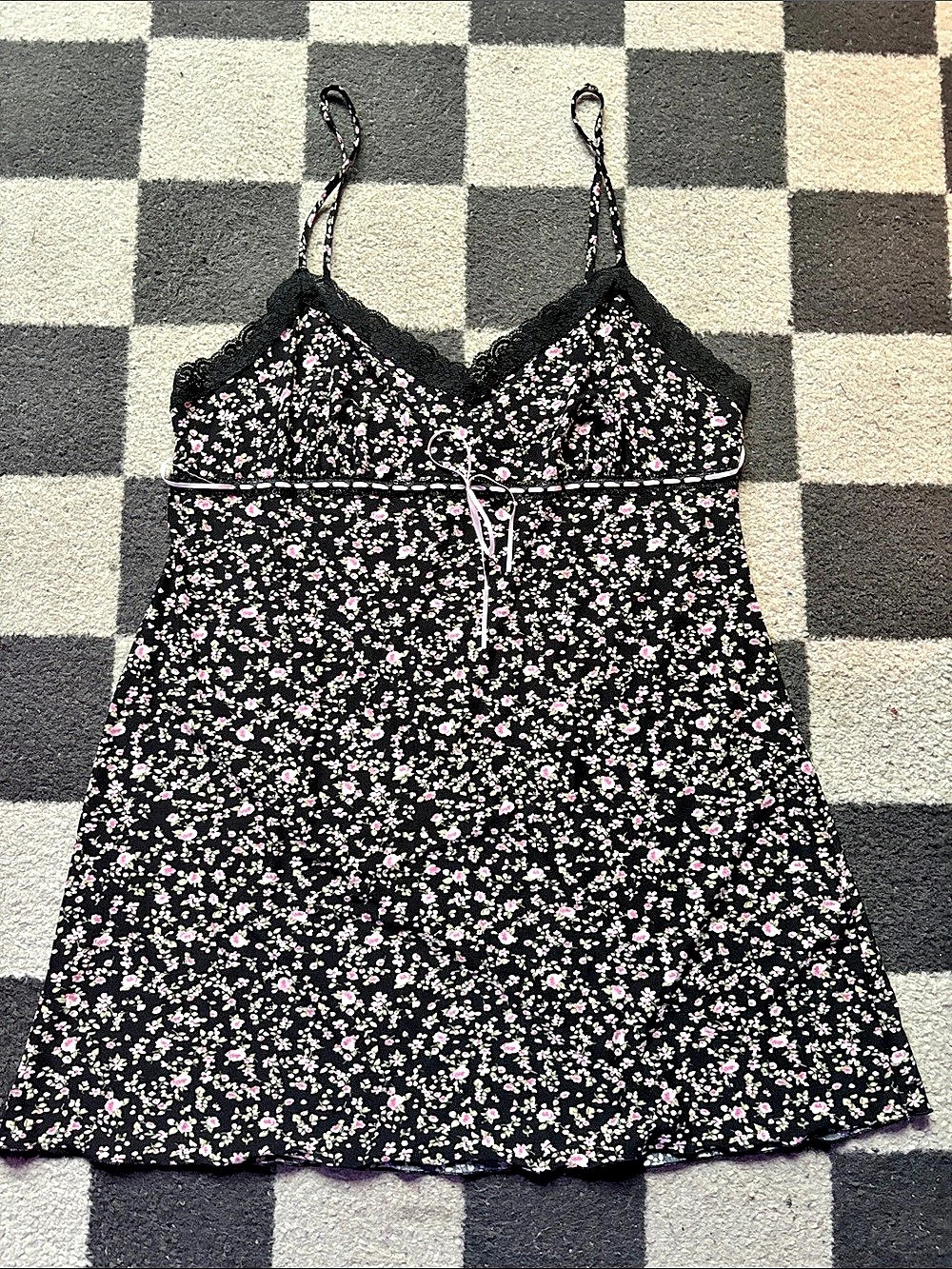 Secret Treasures Floral Lace Trim Slip Dress